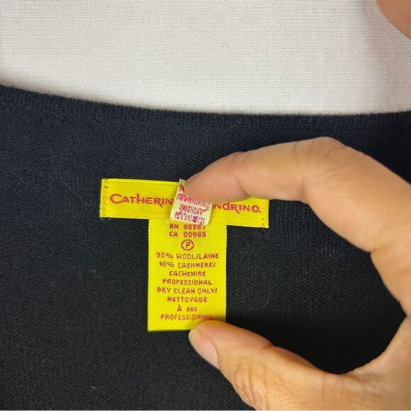 Catherine Malandrino Vneck dress wool cashmere beaded belt size L - Picture 3 of 6